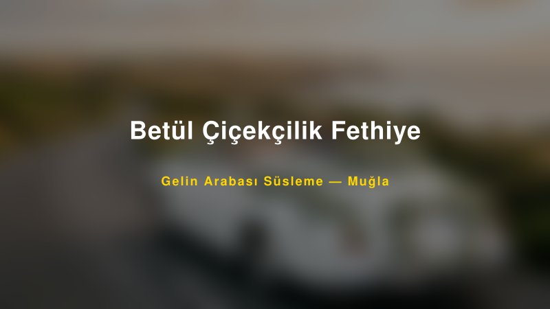 Betül Çiçekçilik Fethiye Muğla Gelin Arabası Süsleme