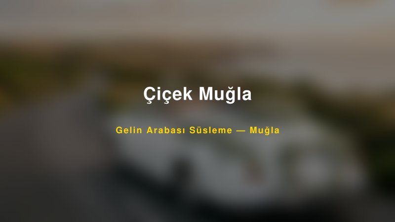 Çiçek Muğla Muğla Gelin Arabası Süsleme