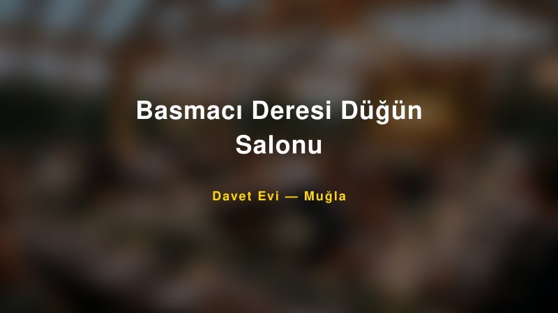 Basmacı Deresi Düğün Salonu Fiyatları ve Paket Seçenekleri